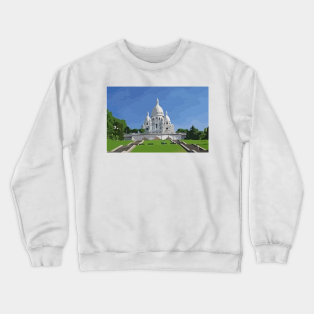 Sacre Coeur Painting Crewneck Sweatshirt by gktb